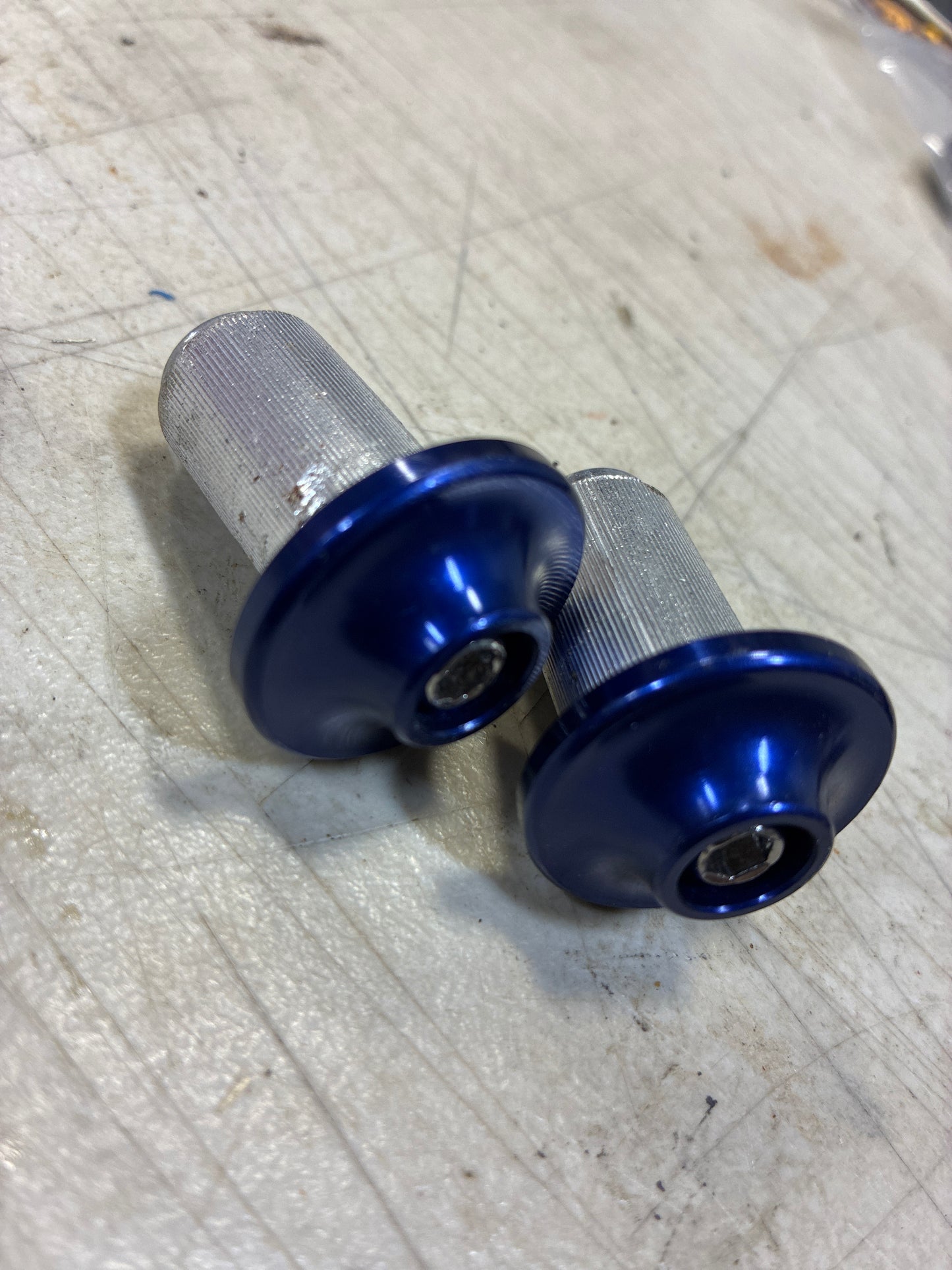 blue metal bar ends unknown
