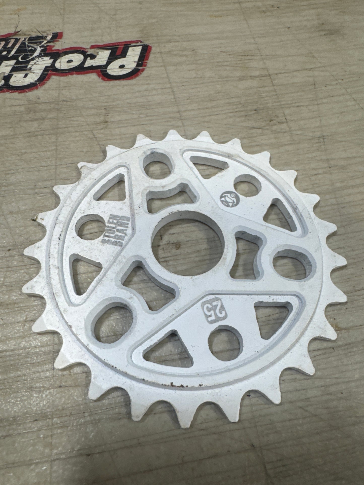 Stolen brand 25t sprocket white