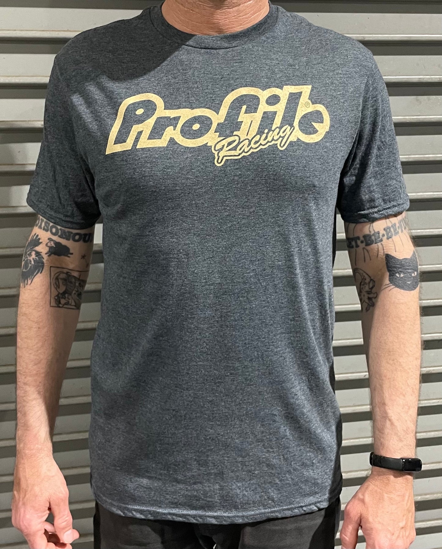 PROFILE RACING CLASSIC LOGO TEES GREY/GOLD