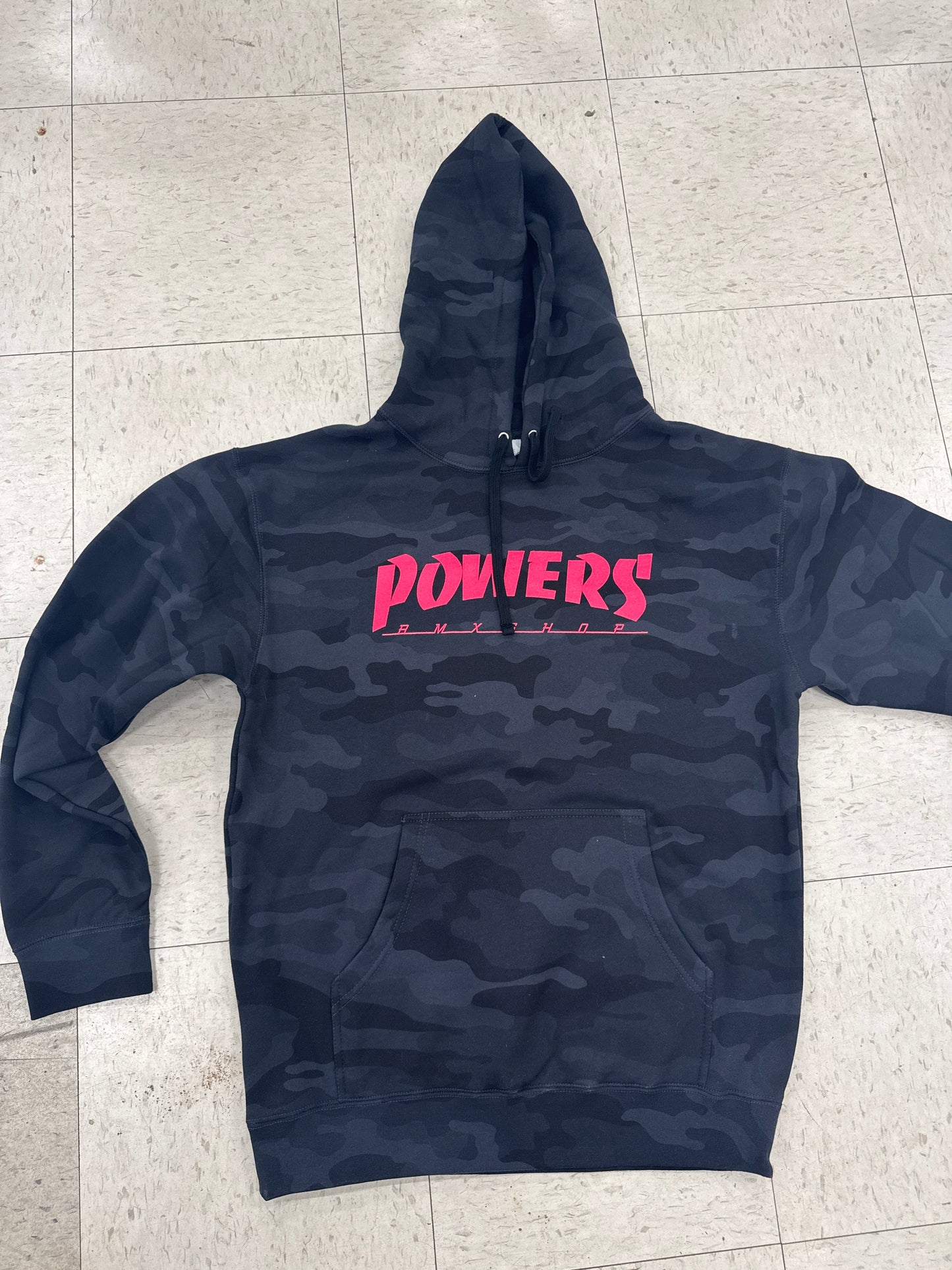 Powers bmx black camo thrashed hoodie