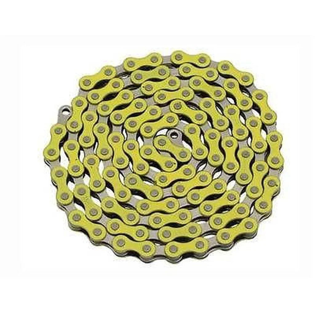 YBN Single Speed Bicycle Chain 1/2" x 1/8" 112L BMX Freestyle Chain yellow black