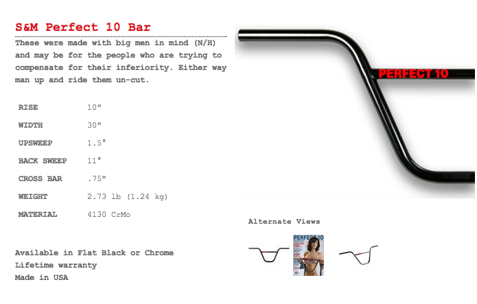 S&M Perfect 10 BMX Handlebars - POWERS BMX