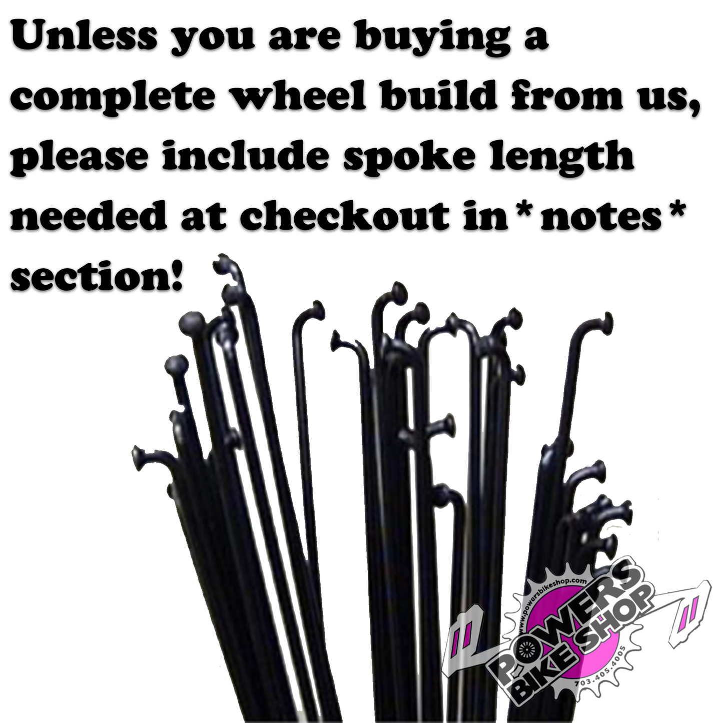 USA Brand Black Spokes Pack of 36 - POWERS BMX