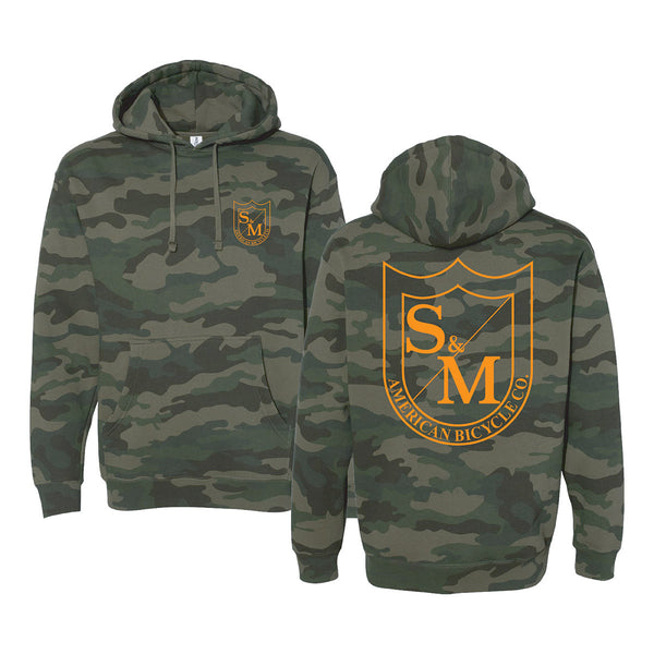 S&M TWO SHIELD HEAVY PULLOVER HOODIE FOREST CAMO