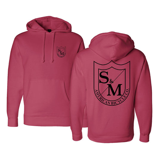 S&M TWO SHIELD HEAVY PULLOVER HOODIE RED