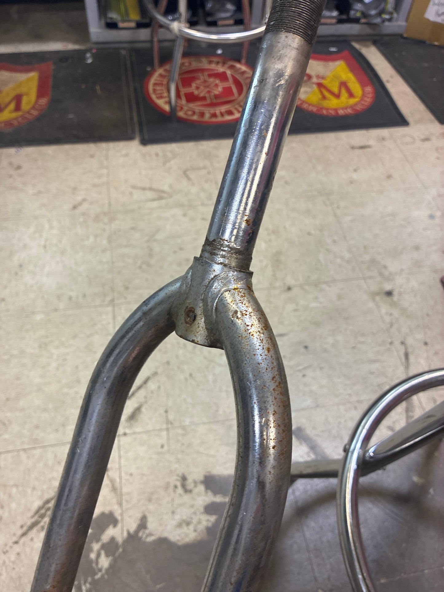 Vintage Oem chrome forks threaded rusty