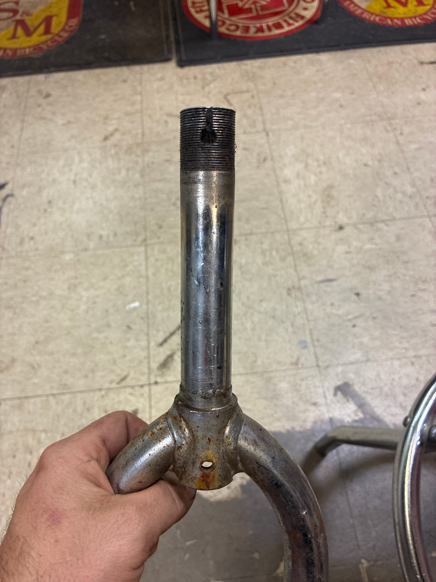 Vintage Oem chrome forks threaded rusty