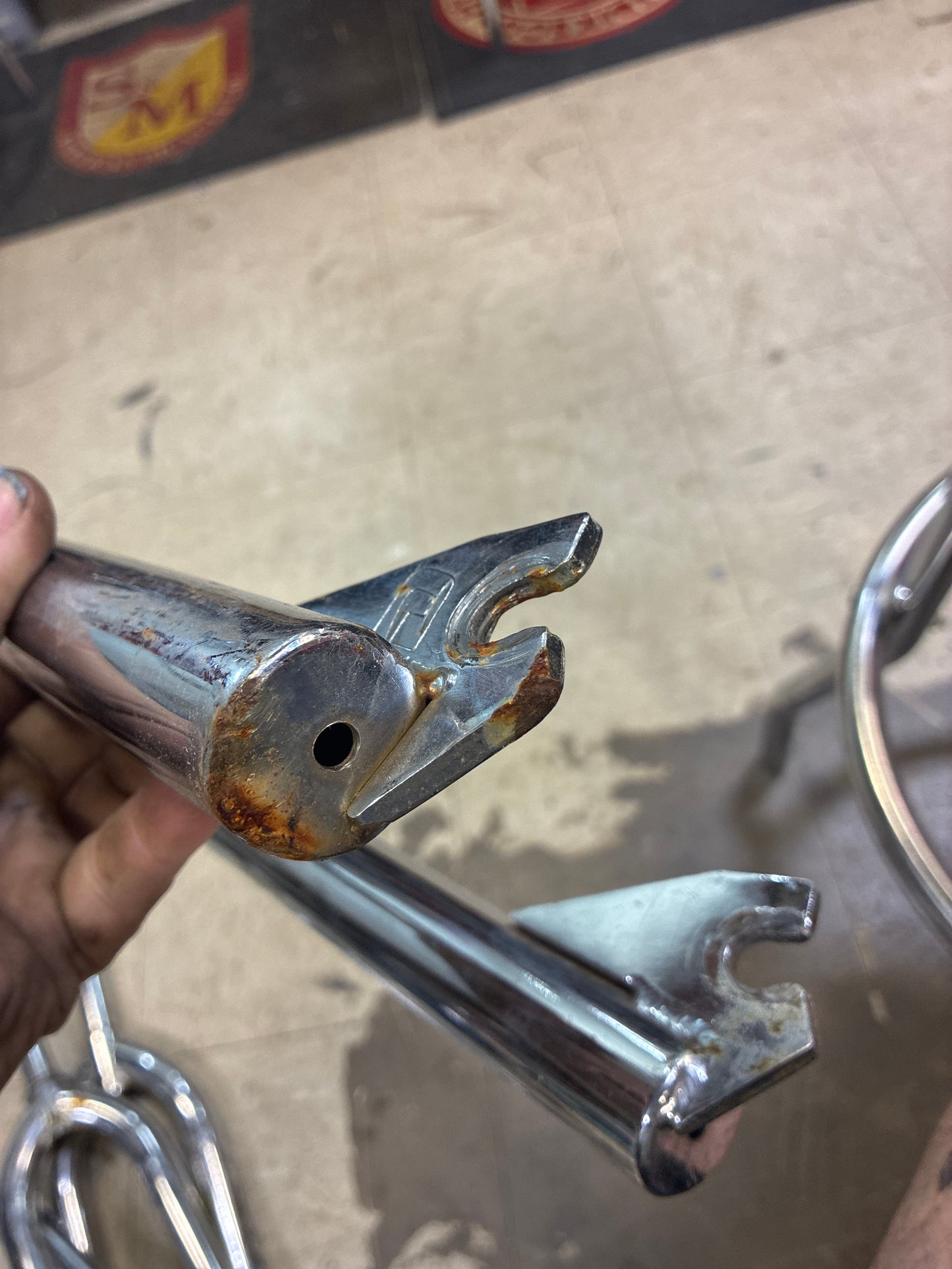 Vintage dyno chrome threaded fork