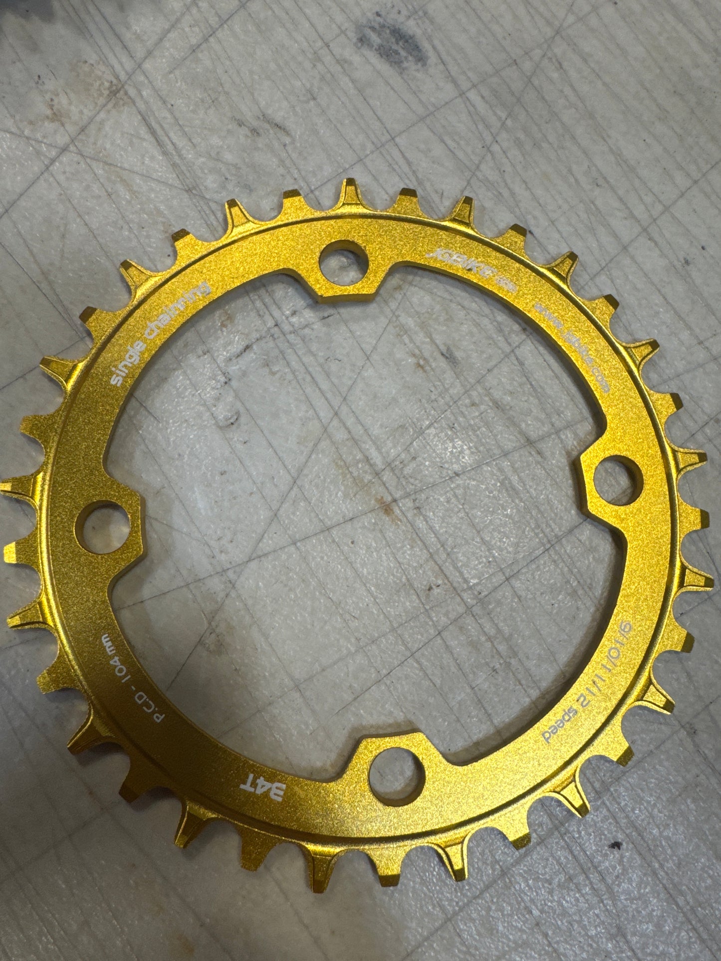 JG bike sprocket 34t narrow wide gold