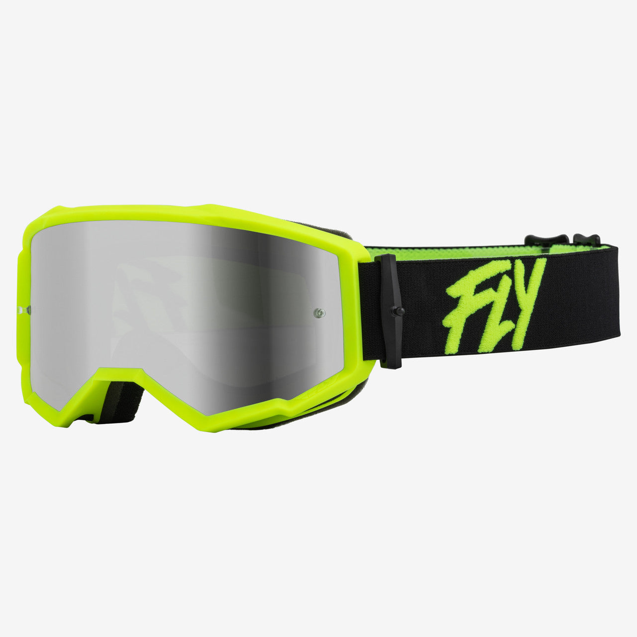 fly racing goggles Fly Racing Zone Goggles-Black/Hi-Vis W/Silver Mirror/Smoke Lens, Youth