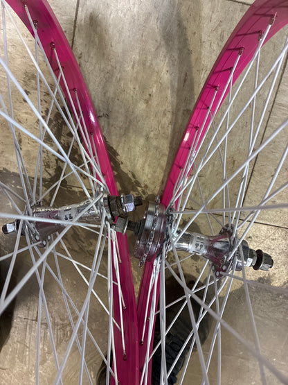 dk old school wheels pink/white 20”