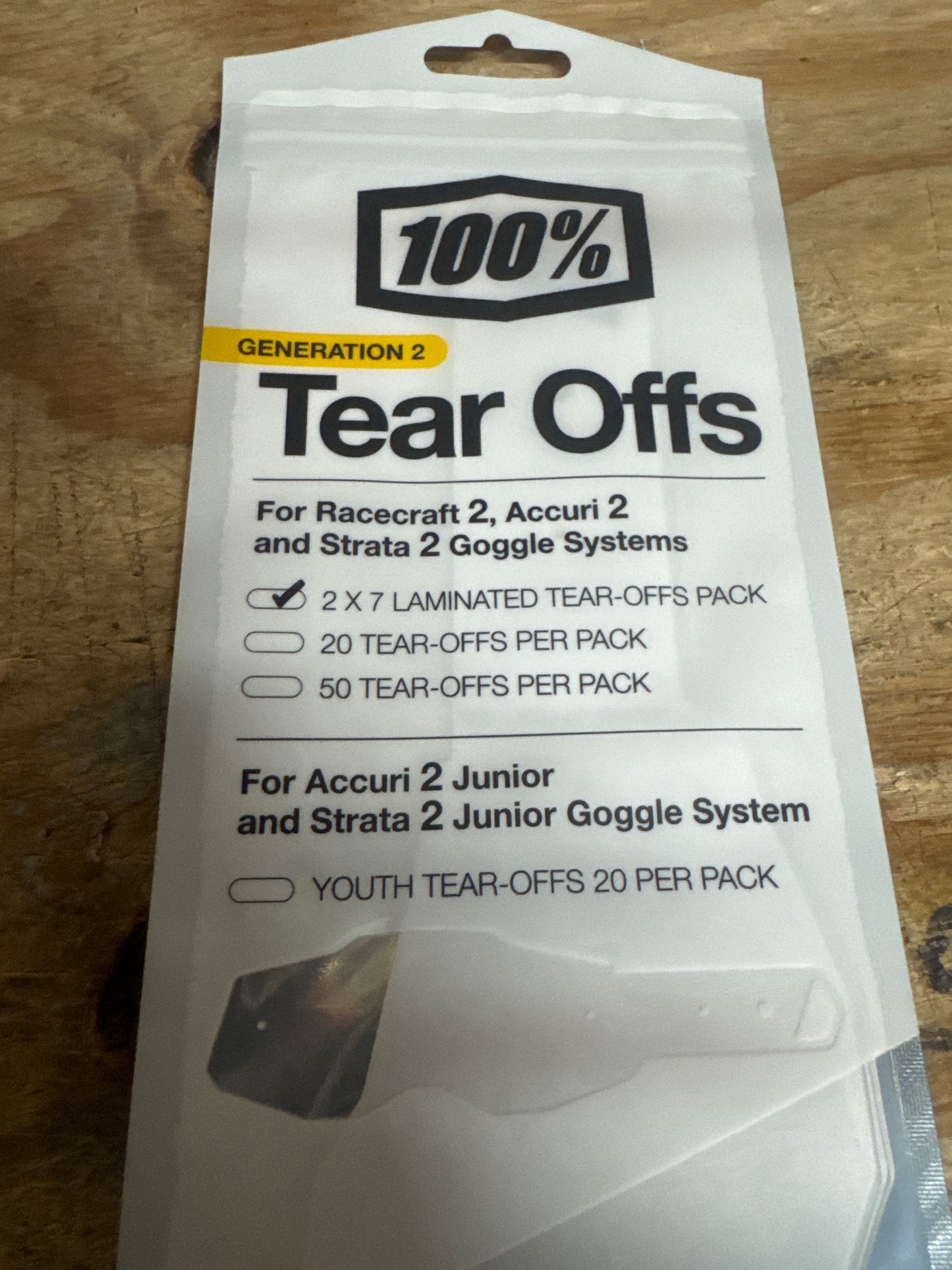 100% Racecraft 2 / Accuri 2 / Strata 2 Tear-Offs 2x7 laminated pack