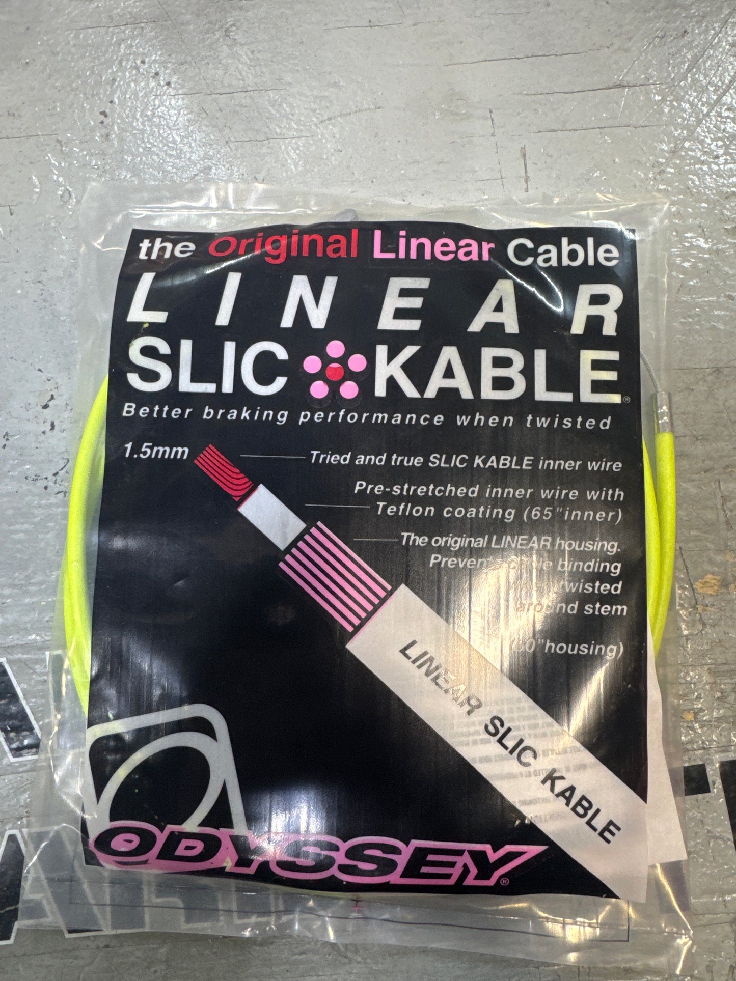 odyssey neon yellow linear brake cable NOS