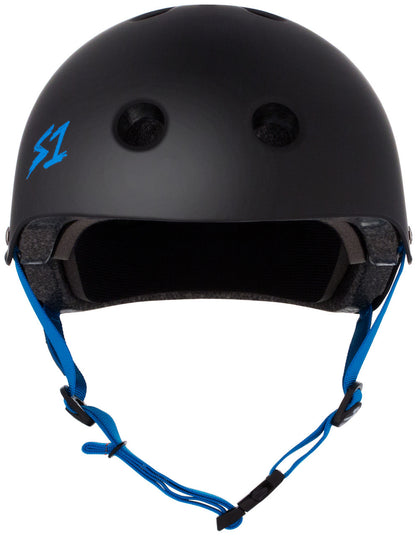 S-One S1 Lifer Helmet Black w/ cyan strap