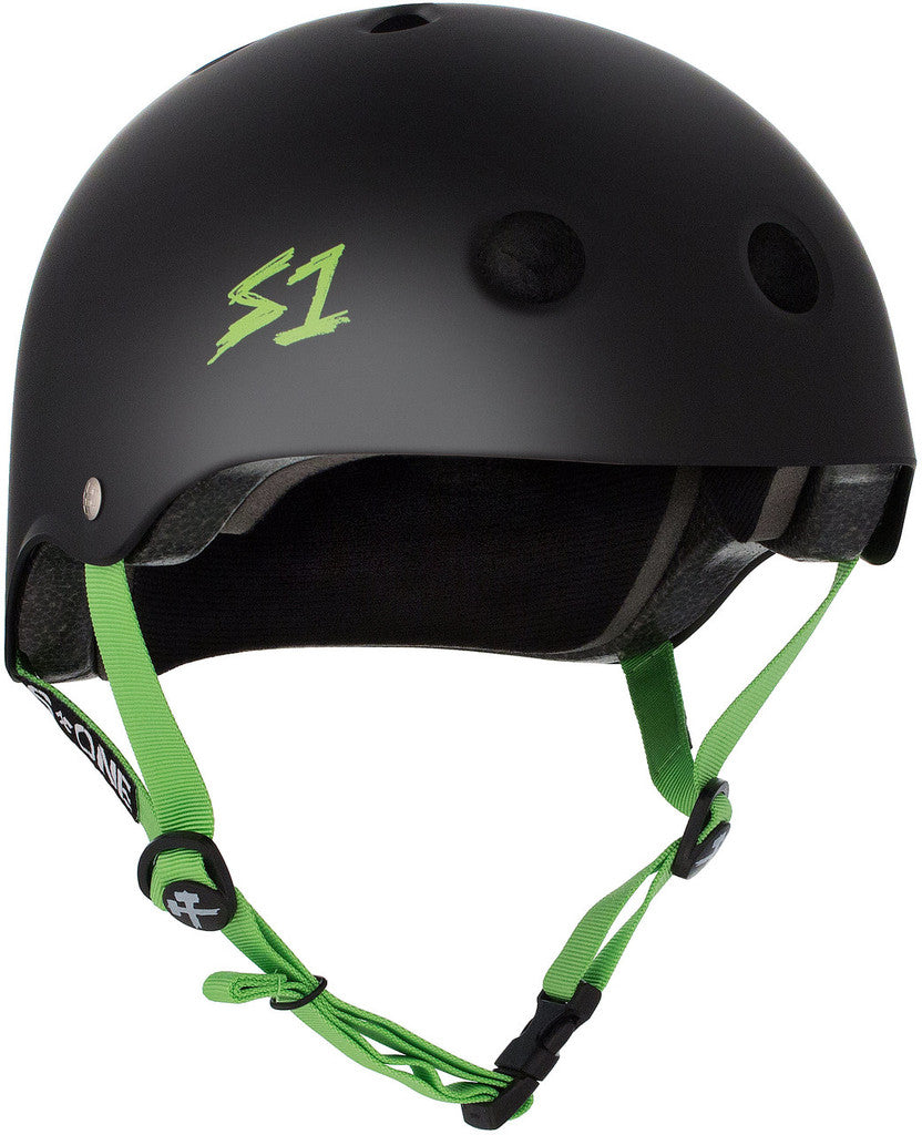 S-One S1 Lifer Helmet Matte Black w/ green strap