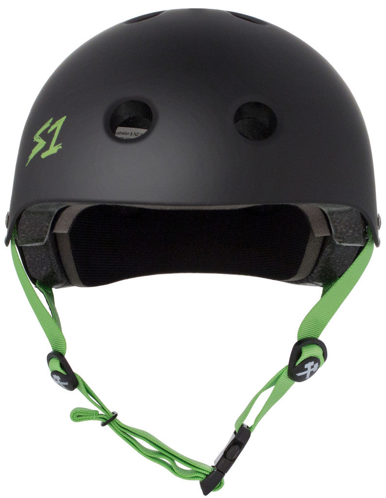 S-One S1 Lifer Helmet Matte Black w/ green strap