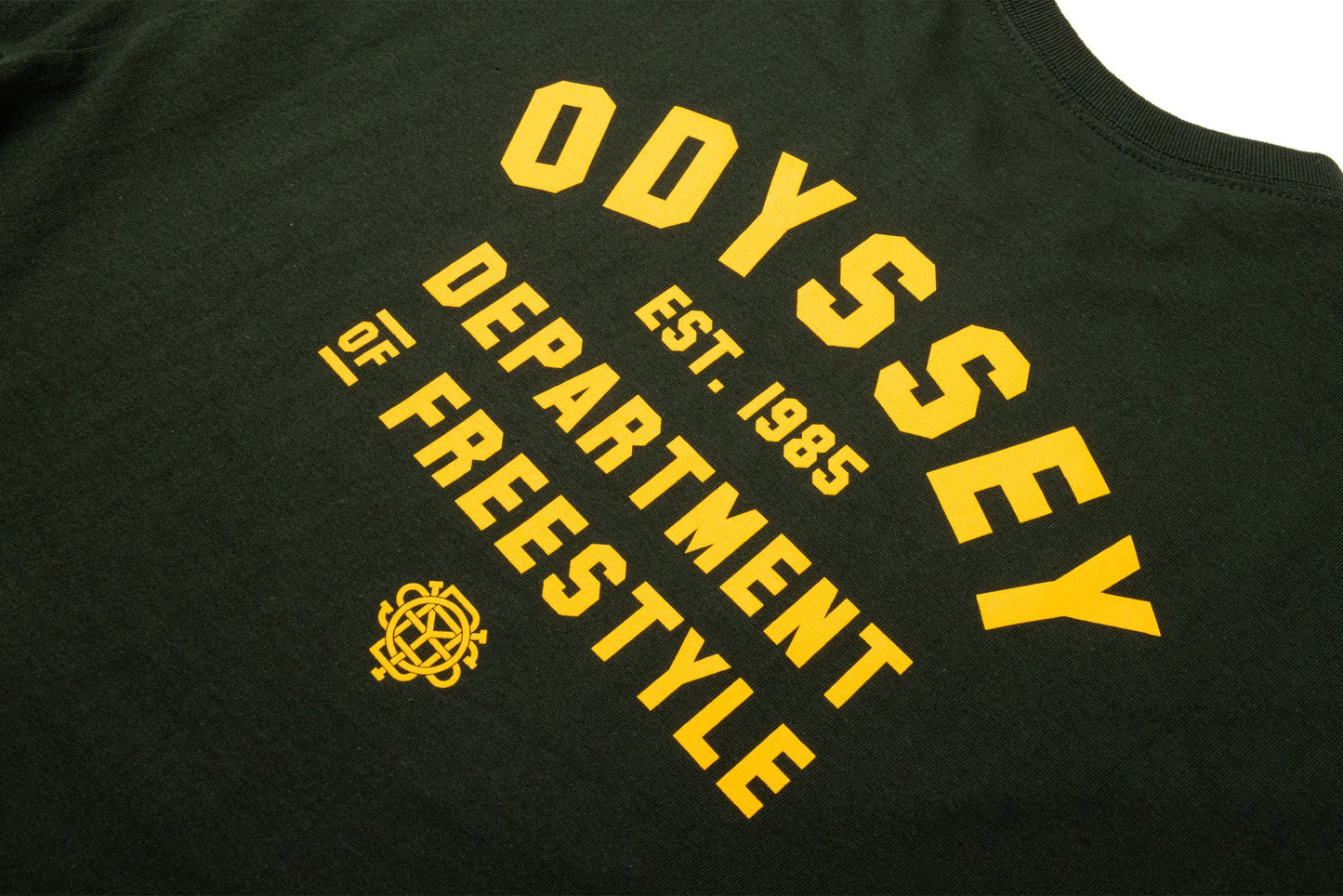 Odyssey Gym Long Sleeve Forest Green with Goldenrod Ink