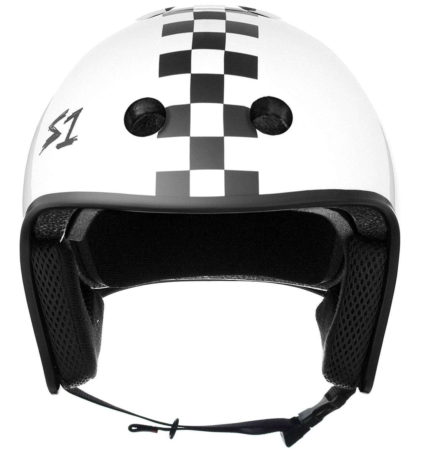 S1 Retro Lifer Helmet - White Gloss w Checkers
