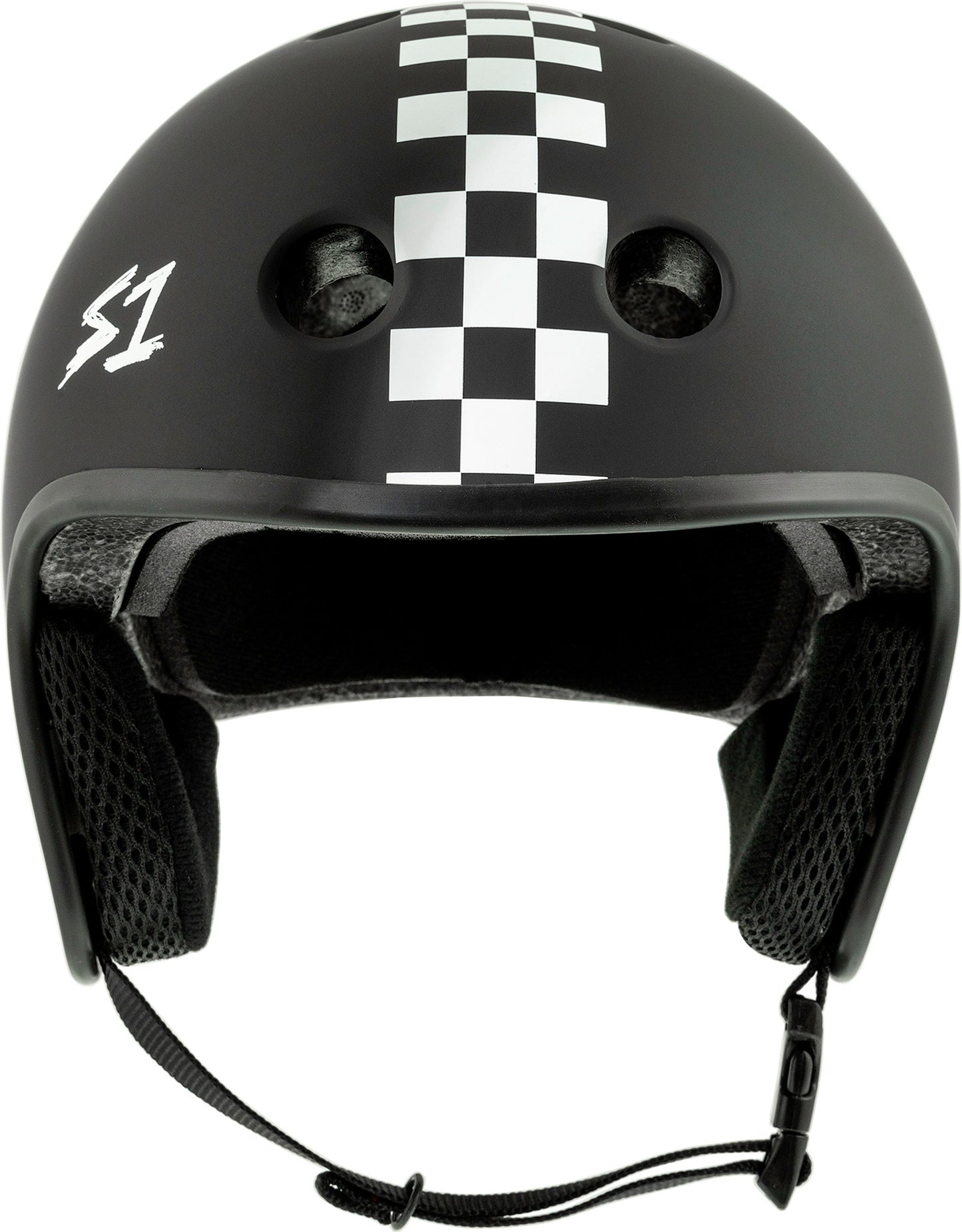 S1 Retro Lifer Helmet - Black Matte w White Checkers